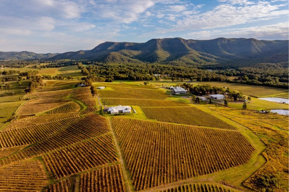 Australian farmland with hills in the background